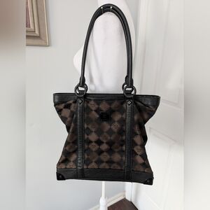 Authentic MCM Black and Brown Harlequin Tote